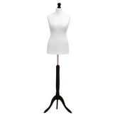 Display Guru Uk Size 8/10 Female Dressmakers Tailors Dummy Mannequin, White Torso Bust With BlackWood Tripod Stand