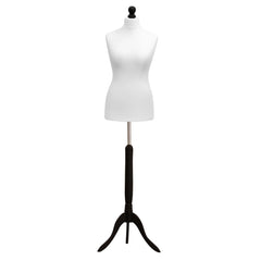 Display Guru Female Uk Size 12/14 Dressmakers Tailors Dummy Mannequin, white Torso Bust With Black Wood Tripod Stand