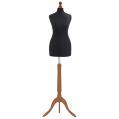 Display Guru Female Uk Size 18/20 Dressmakers Tailors Dummy Mannequin, Black Torso Bust With Gold Wood Tripod Stand