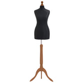Display Guru Female Uk Size 12/14 Dressmakers Tailors Dummy Mannequin, Black Torso Bust With Gold Wood Tripod Stand