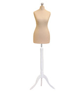 Display Guru Female Uk Size 16/18 Dressmakers Tailors Dummy Mannequin, Cream Torso Bust With White Wood Tripod Stand