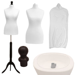 Display Guru Female Uk Size 10/12 Dressmakers Tailors Dummy Mannequin, white Torso Bust With Black Wood Tripod Stand