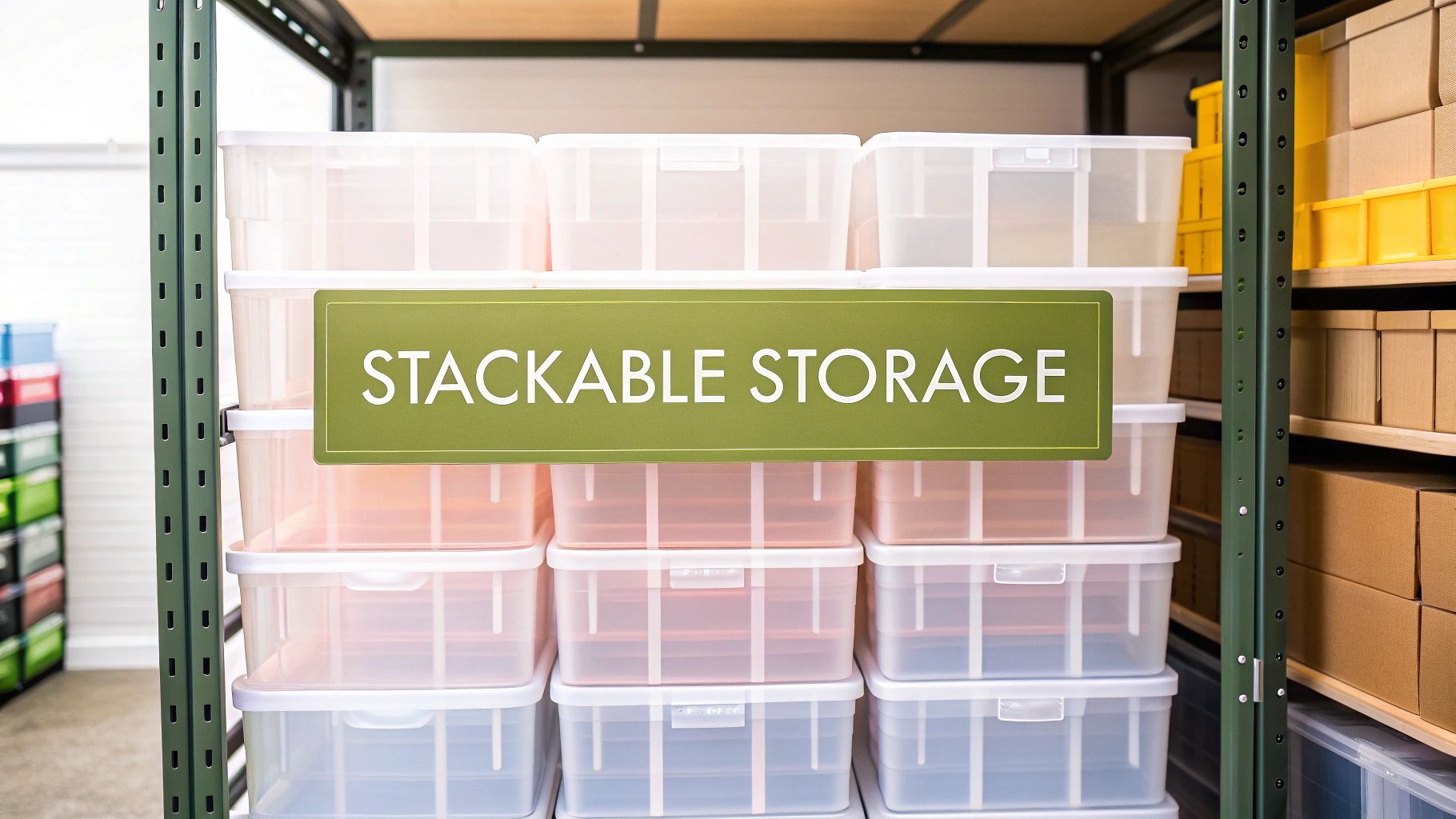 Box Stacking Rails A Guide to Plastic Stacking Storage Boxes - Display Guru Tailor Dummies ...