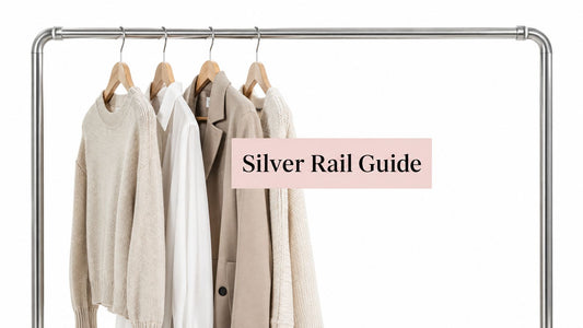 Silver Clothing Rail Guide for Retail and Studio Use