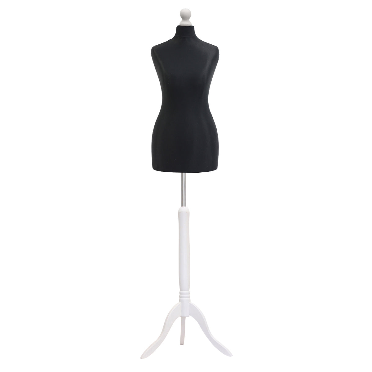 Display Guru Female Uk Size 18/20 Dressmakers Tailors Dummy Mannequin, Black Torso Bust With White Wood Tripod Stand