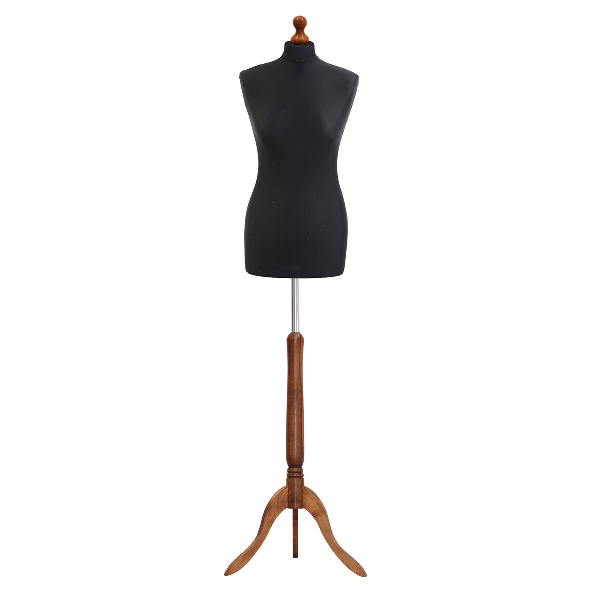 Display Guru Uk Size 6/8 Female Dressmakers Tailors Dummy Mannequin, Black Torso Bust With Dark Wood Tripod Stand