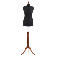 Display Guru Uk Size 6/8 Female Dressmakers Tailors Dummy Mannequin, Black Torso Bust With Dark Wood Tripod Stand