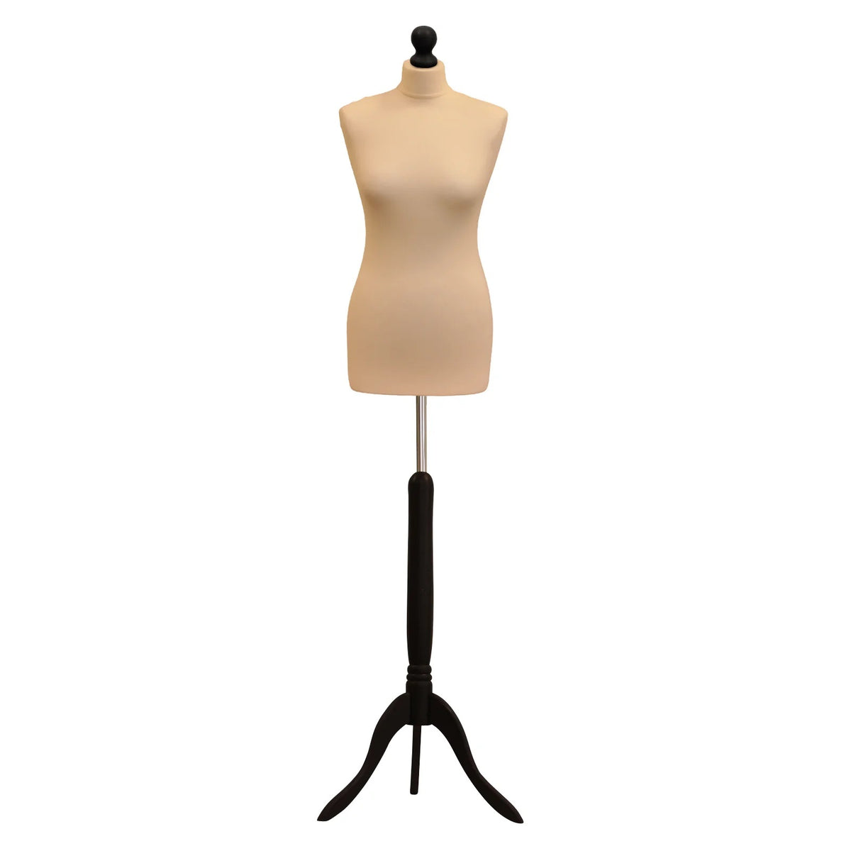 Display Guru Female Uk Size 8/10 Dressmakers Tailors Dummy Mannequin, Cream Torso Bust With BlackWood Tripod Stand