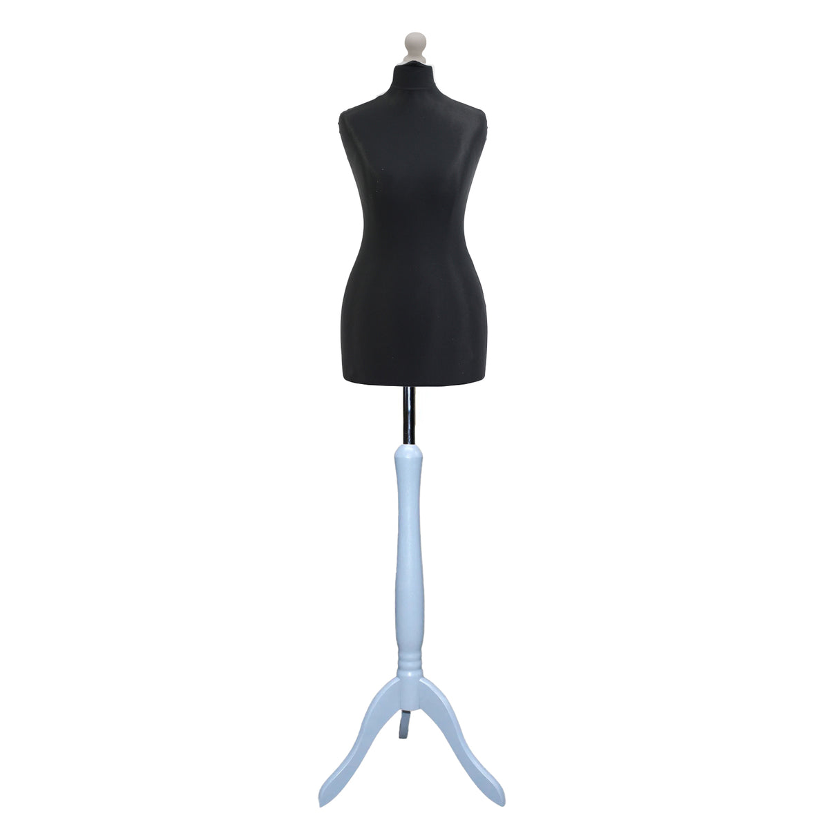 Display Guru Uk Size 6/8 Female Dressmakers Tailors Dummy Mannequin, Black Torso Bust With Silver Wood Tripod Stand