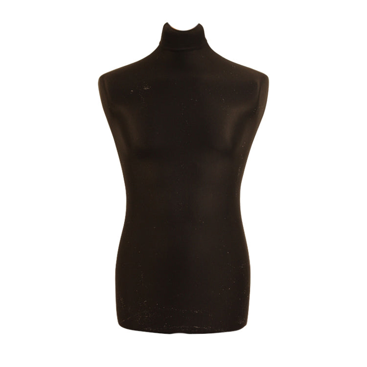 Display Guru Male Dressmakers Tailors Dummy Mannequin, Black Torso Bust with Light Wood Round Base Stand