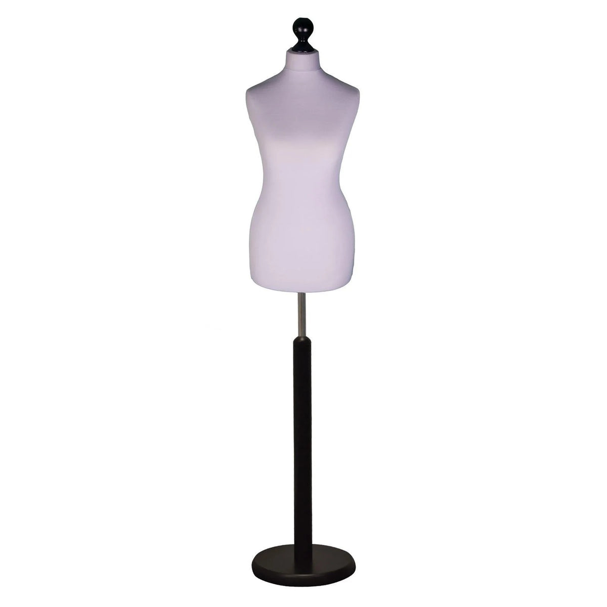 Display Guru Female Uk Size 8/10 Dressmakers Tailors Dummy Mannequin , Silver Torso Bust with Black Wood Round Base