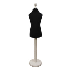 Children Kids Age 2-4 Years Tailors Dummy Mannequin, Black Torso Bust with a White Wood Round Base
