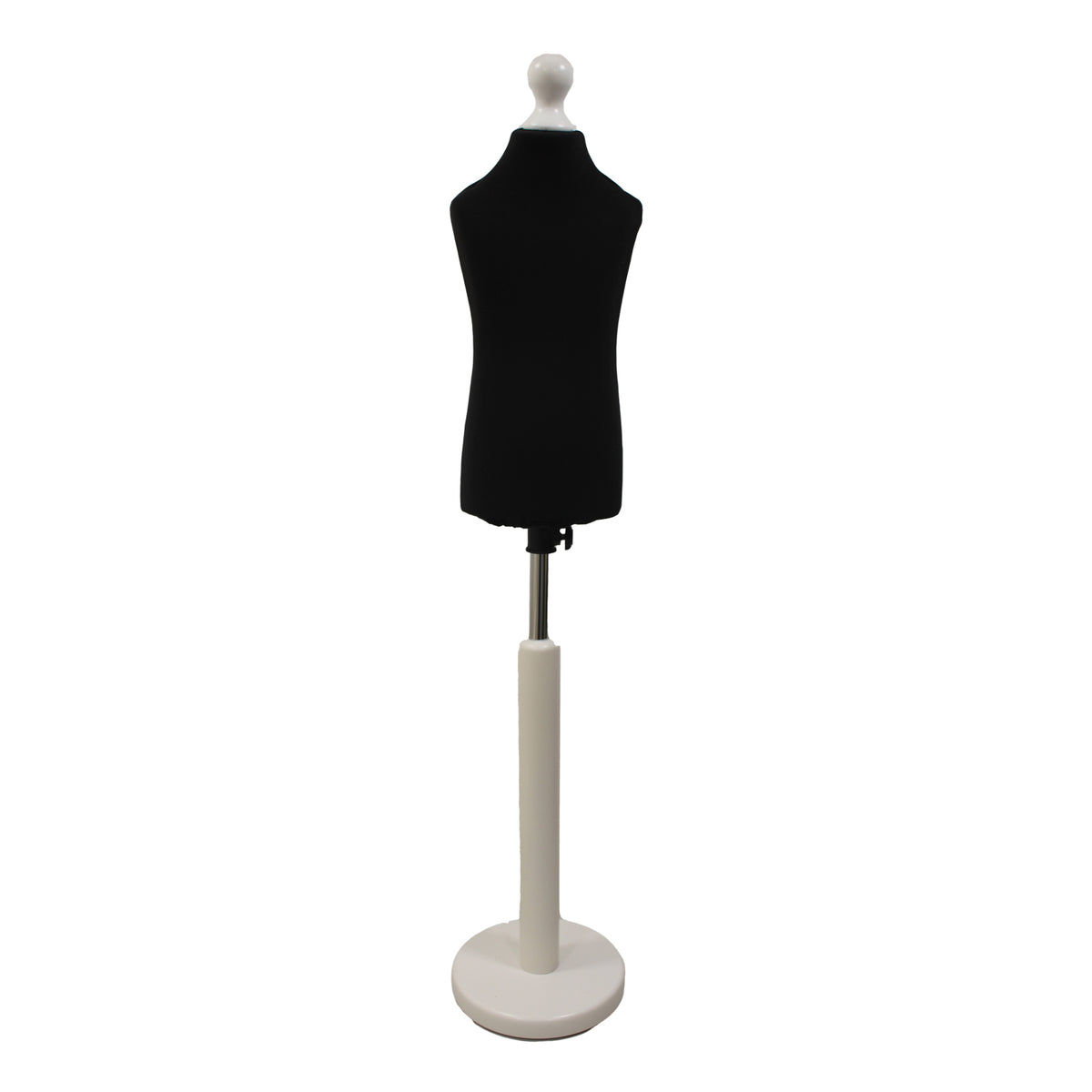 Children Kids Age 2-4 Years Tailors Dummy Mannequin, Black Torso Bust with a White Wood Round Base