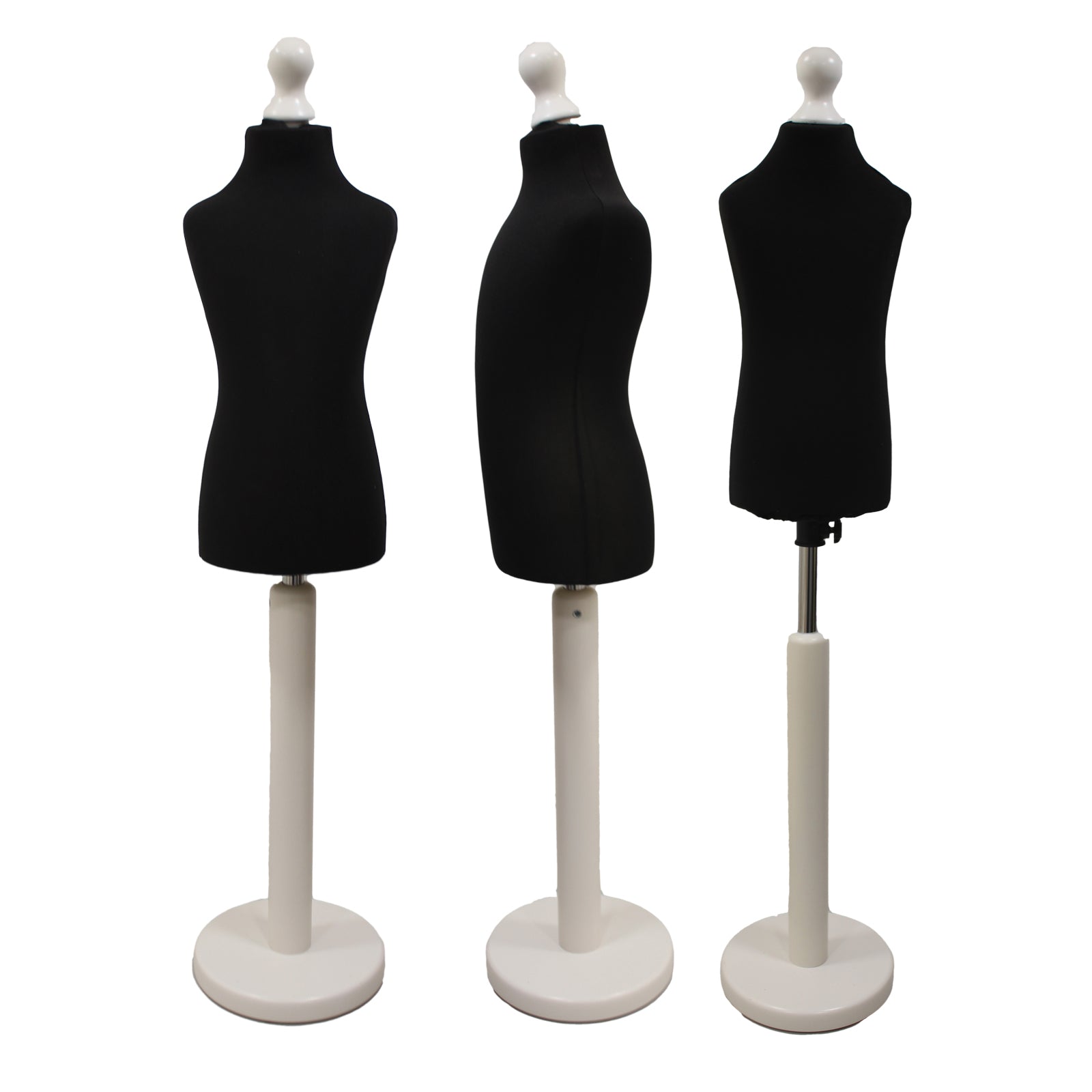Children Kids Age 2-4 Years Tailors Dummy Mannequin, Black Torso Bust with a White Wood Round Base