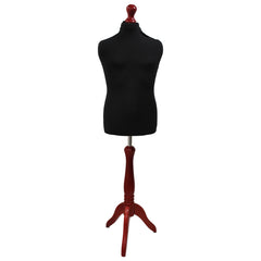 Children's Age 10-12 years Tailors Dummy Mannequin, Black Torso Bust with a Red Wood Tripod Stand
