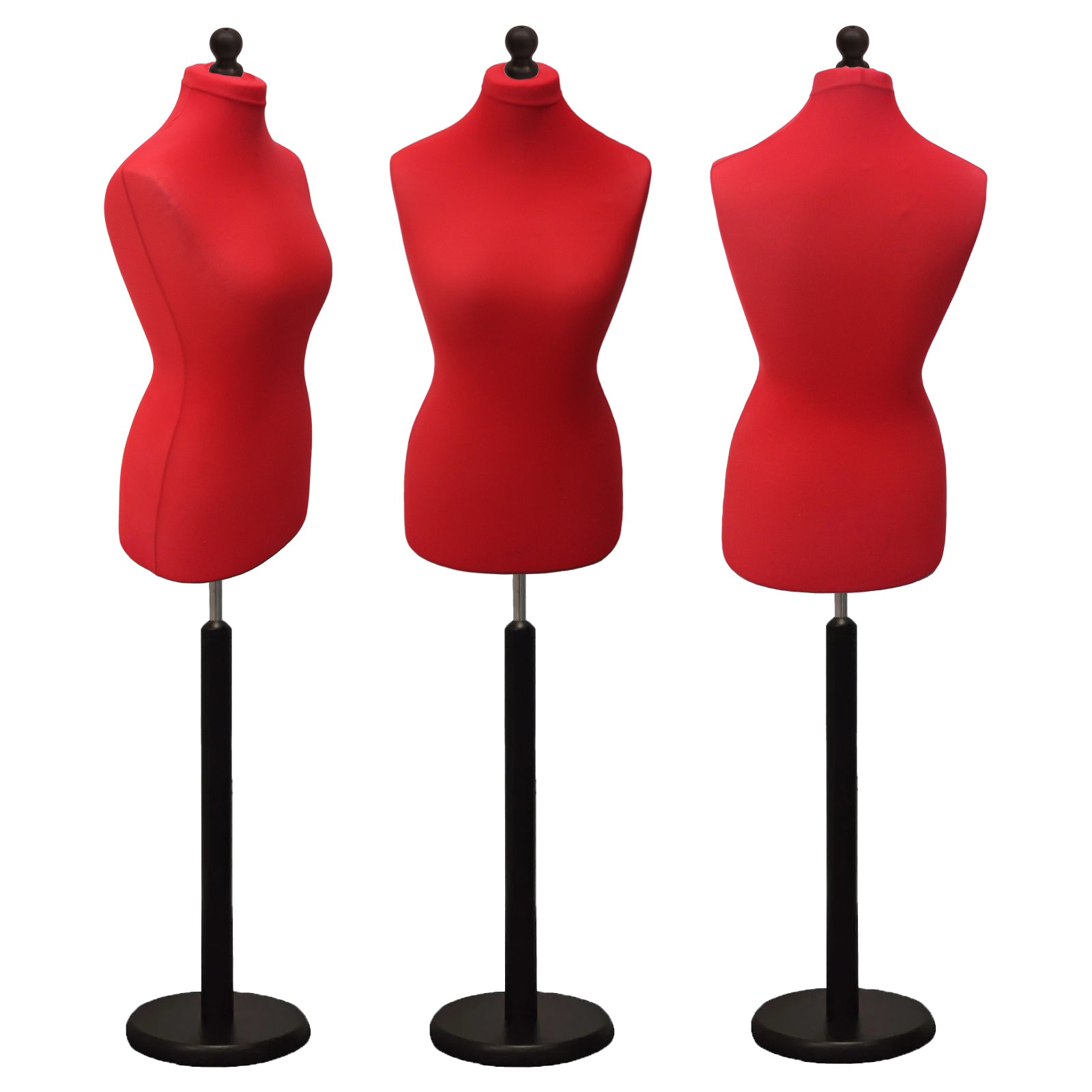 Display Guru Female Uk Size 8/10 Dressmakers Tailors Dummy Mannequin , Red Torso Bust with Black Wood Round Base