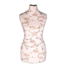 Display Guru Female Uk Size 18/20 Dressmakers Tailors Dummy Mannequin Brown Flower on Cream Torso Bust with Red Wood Round Base