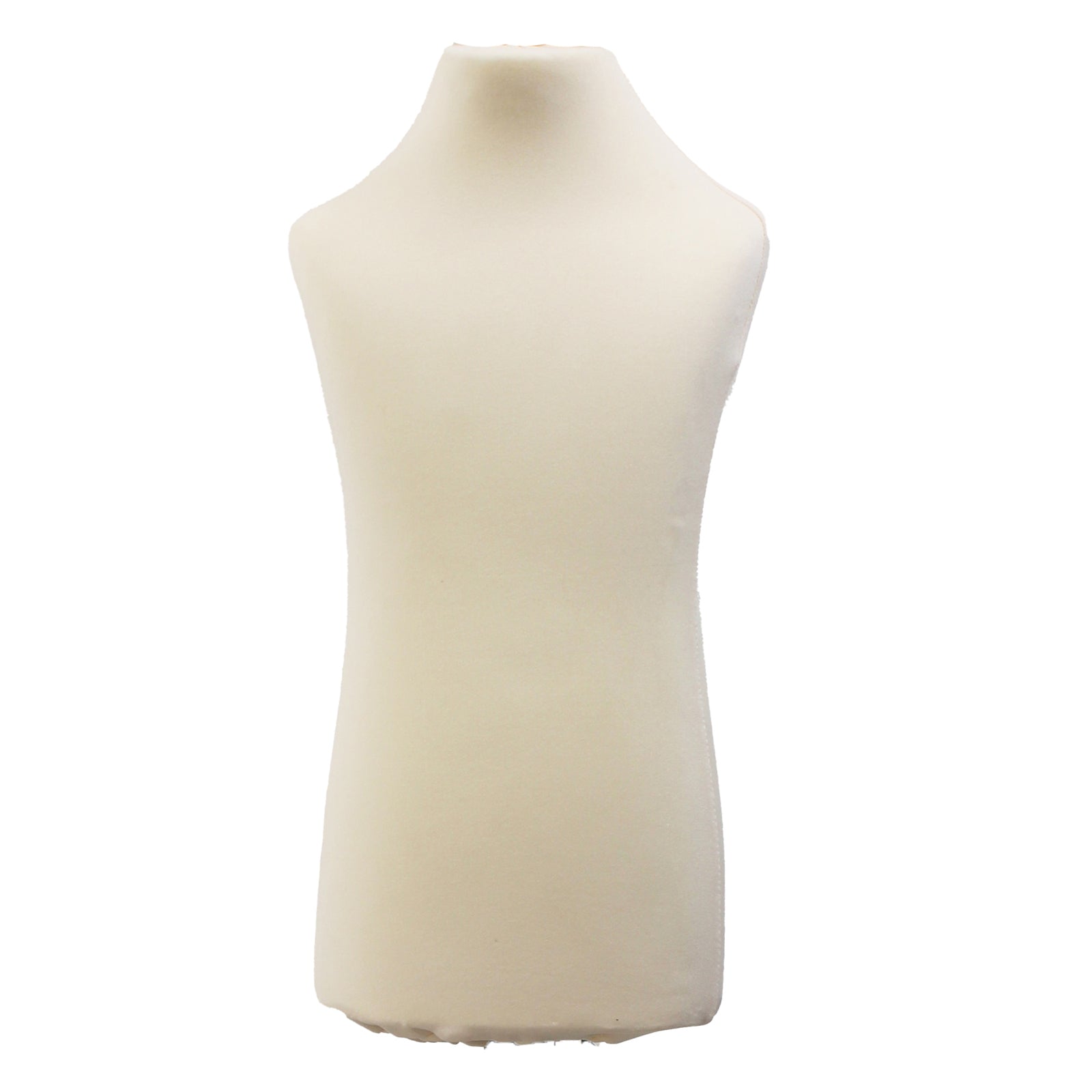 Children Kids Age 6-8 Tailors Dummy Mannequin with cream torso bust on a black wood tripod stand for young designers.