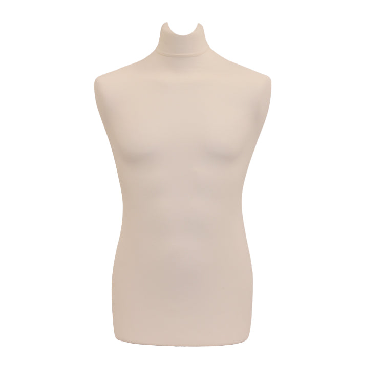 Display Guru Male Dressmakers Tailors Dummy Mannequin, Cream Torso Bust with Dark Wood Round Base Stand