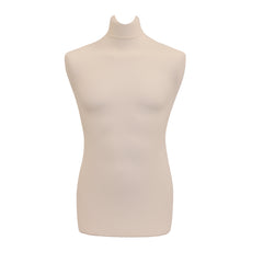 Display Guru Male Dressmakers Tailors Dummy Mannequin, Cream Torso Bust with Dark Wood Round Base Stand