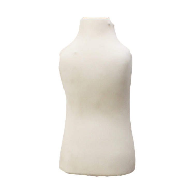 Children Kids Age 1 Year Tailors Dummy Mannequin, Cream Torso Bust with a Black Wood Round Base