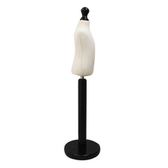 Children Kids Age 1 Year Tailors Dummy Mannequin, Cream Torso Bust with a Black Wood Round Base