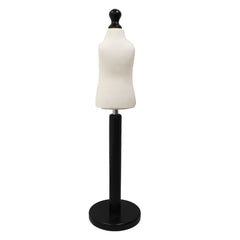 Children Kids Age 1 Year Tailors Dummy Mannequin, Cream Torso Bust with a Black Wood Round Base