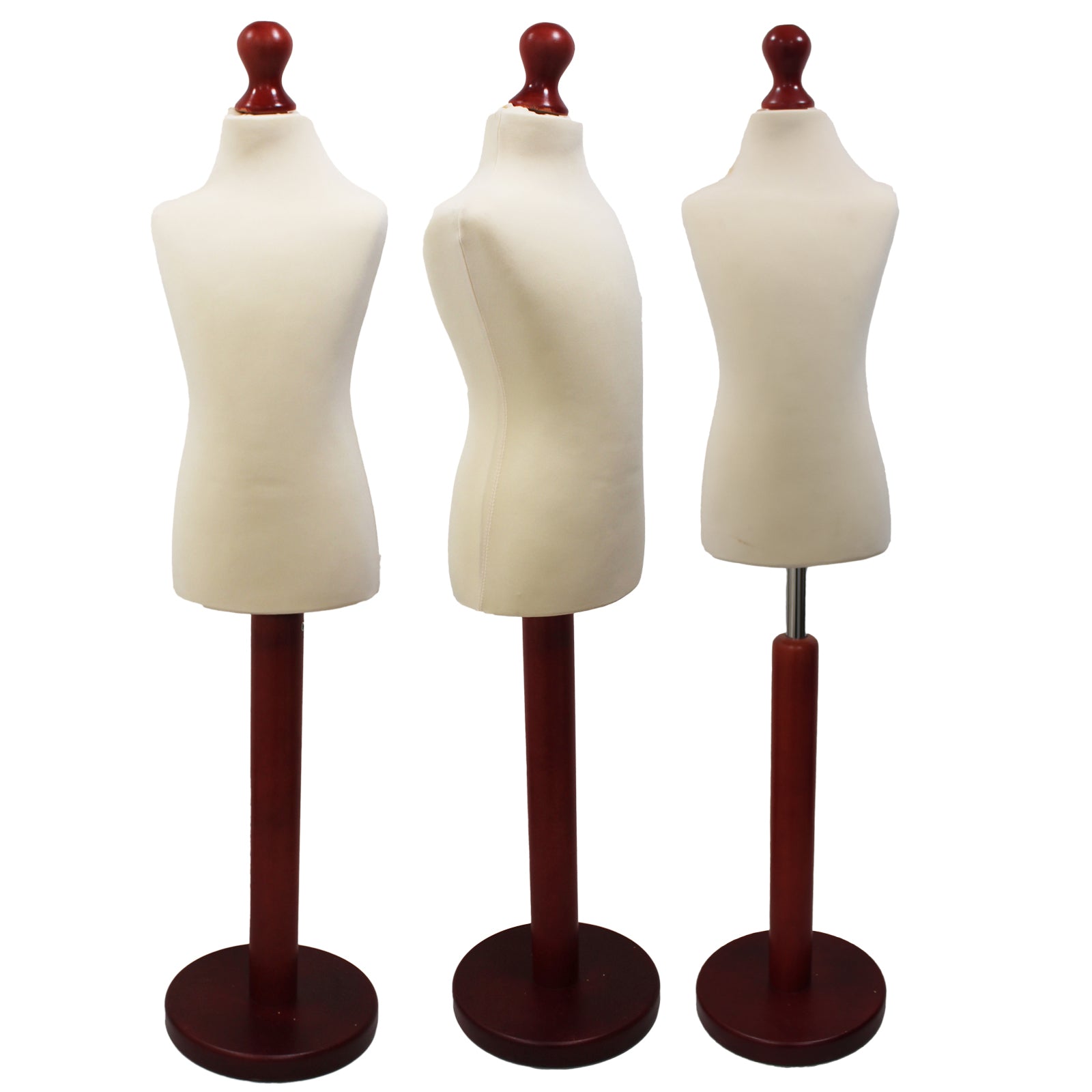 Children Kids Age 5-6 Years Tailors Dummy Mannequin, Cream Torso Bust with a Red Wood Round Base