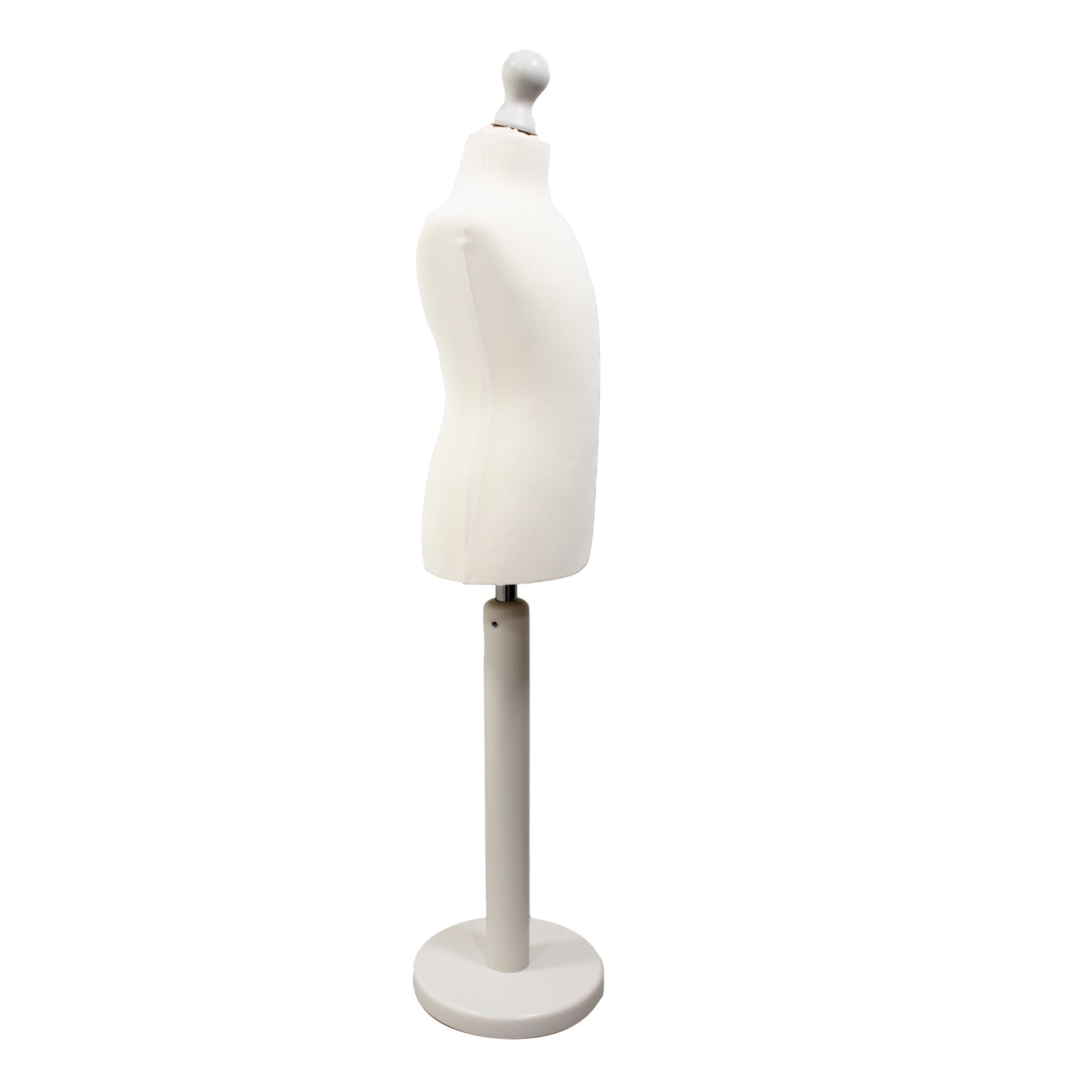 Children Kids Age 2-4 Years Tailors Dummy Mannequin, White Torso Bust with a White Wood Round Base