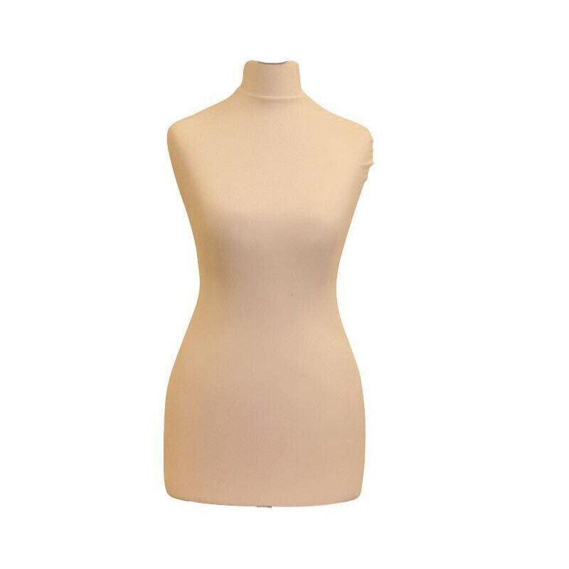 Display Guru Female Uk Size 12/14 Dressmakers Tailors Dummy Mannequin , Cream Torso Bust with Black Wood Round Base