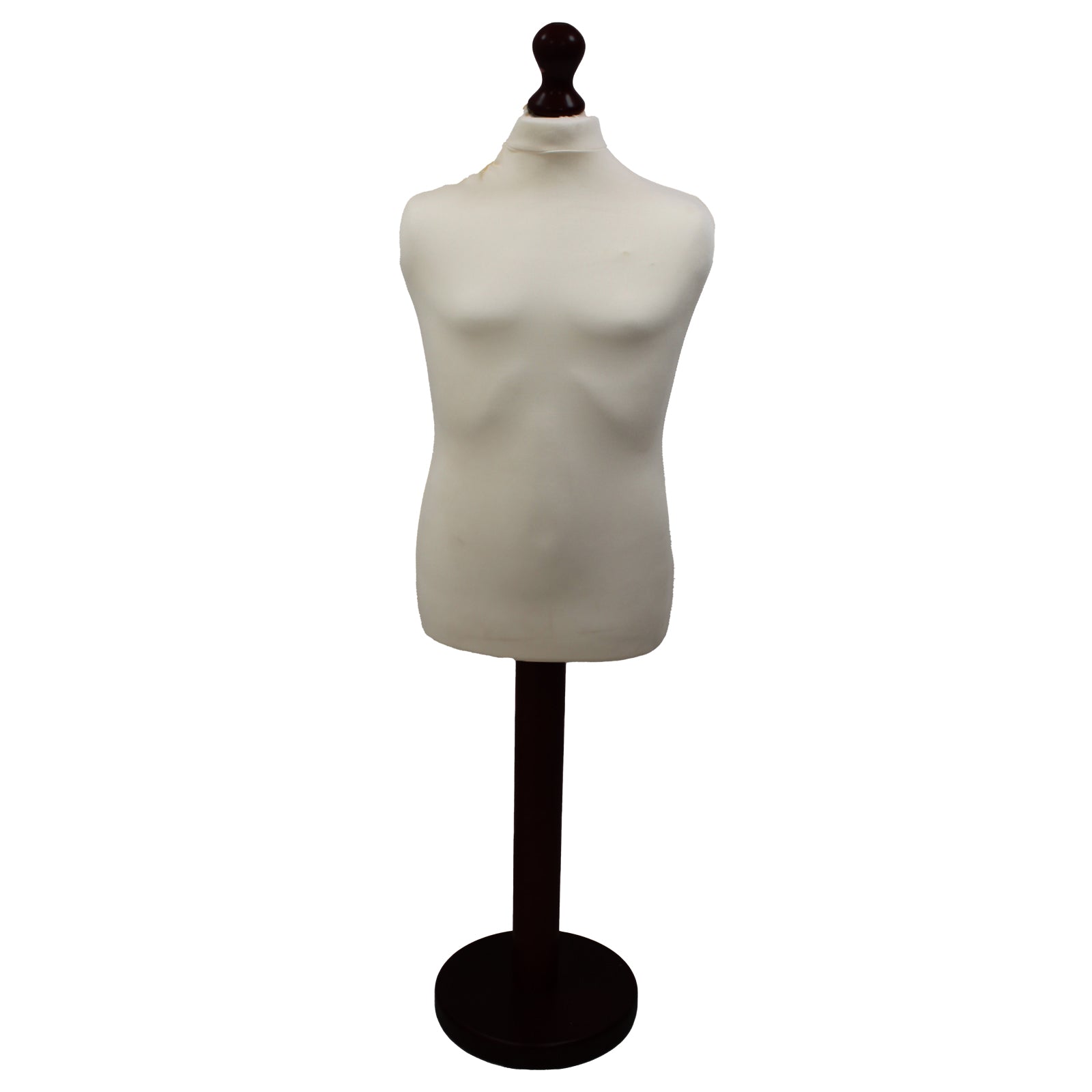 Children's Age 10-12 Years Tailors Dummy Mannequin, Cream Torso Bust with a Black Wood Round Base