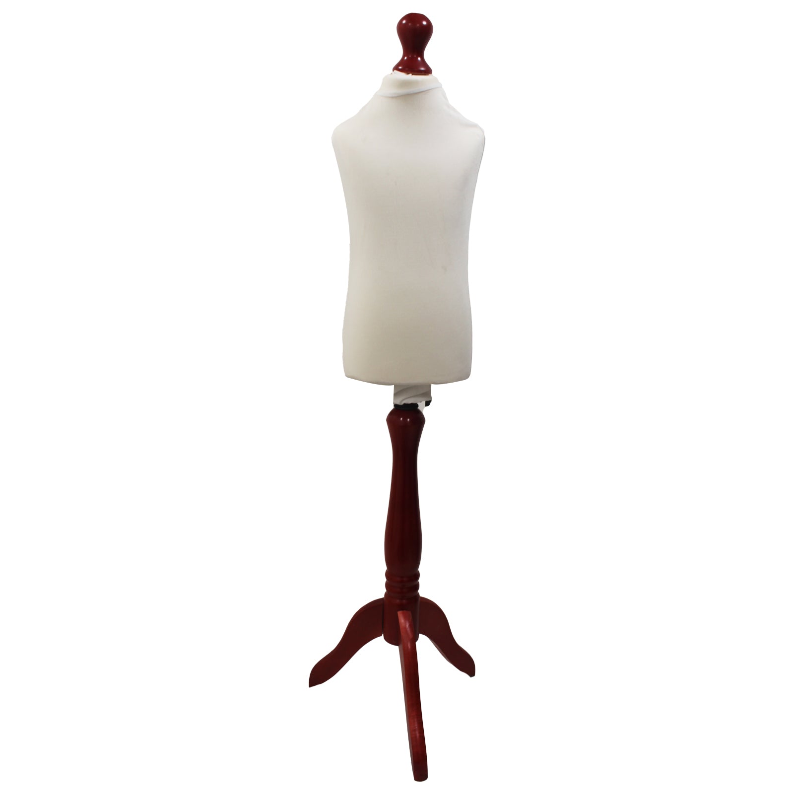 Children Kids Age 2-4 Tailors Dummy Mannequin, Cream Torso Bust with a Red Wood Tripod Stand