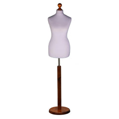 Display Guru Female Uk Size 6/8 Dressmakers Tailors Dummy Mannequin , Silver Torso Bust with Dark Wood Round Base