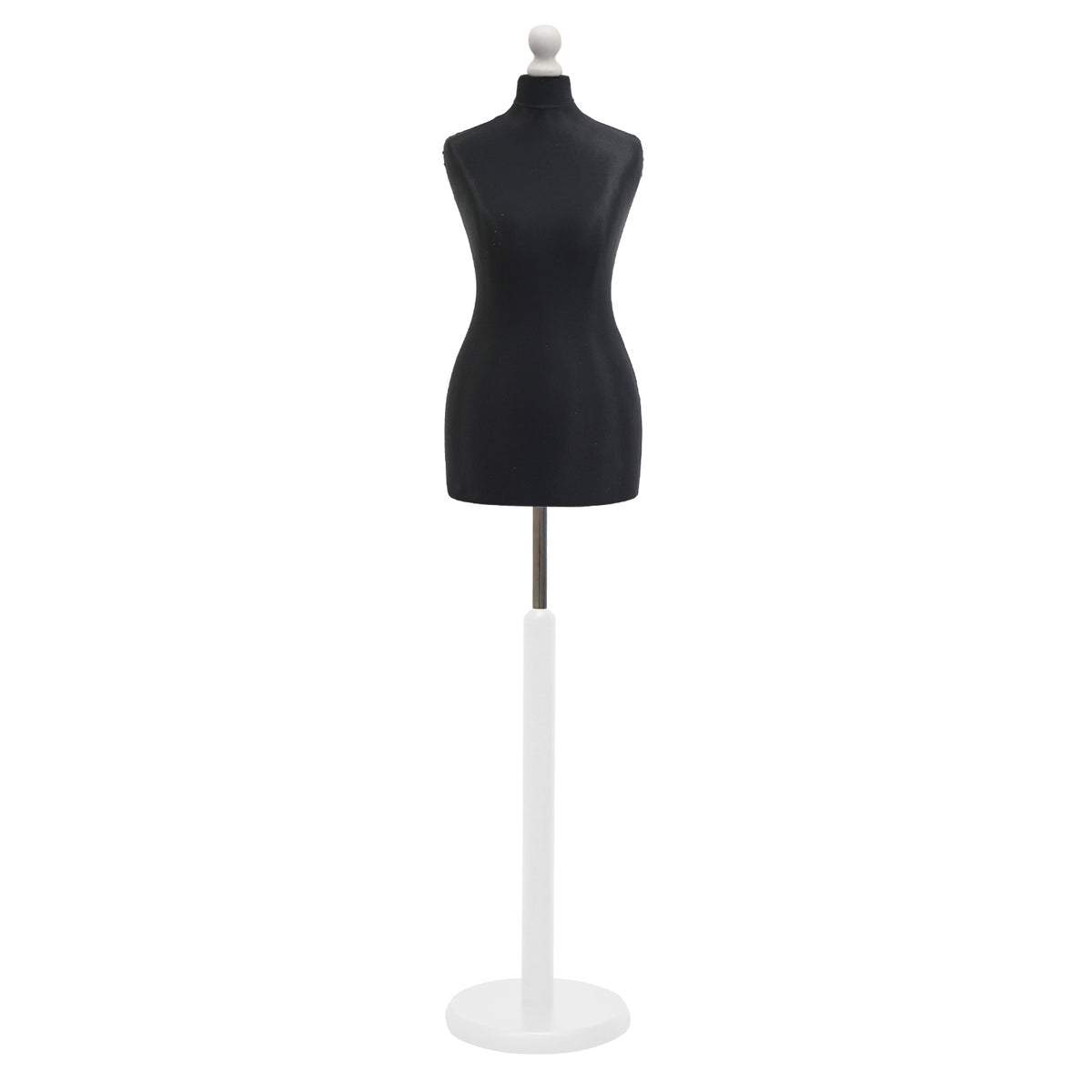 Display Guru Female Uk Size 12/14 Dressmakers Tailors Dummy Mannequin , Black Torso Bust with White Wood Round Base