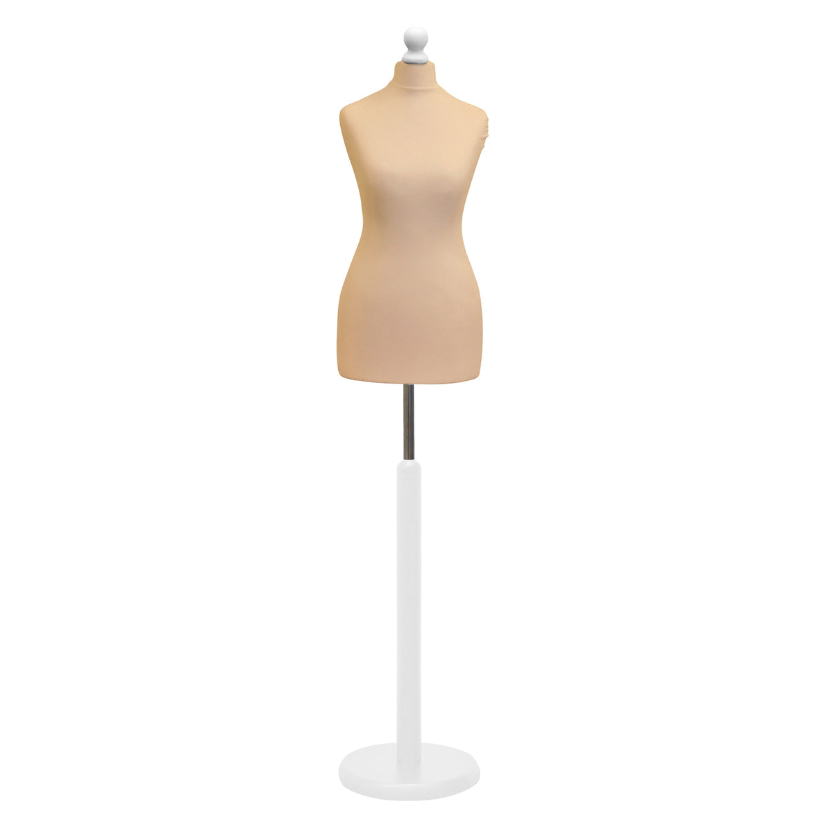 Display Guru Female Uk Size 10/12 Dressmakers Tailors Dummy Mannequin , Cream Torso Bust with White Wood Round Base