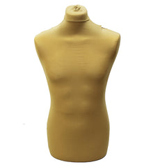 Display Guru Male Dressmakers Tailors Dummy Mannequin, Gold Torso Bust with Dark Wood Round Base Stand