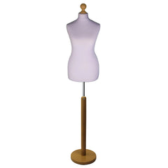 Silver Tailors Dummy with a Light&nbsp;Wood Round Stand and Thistle.