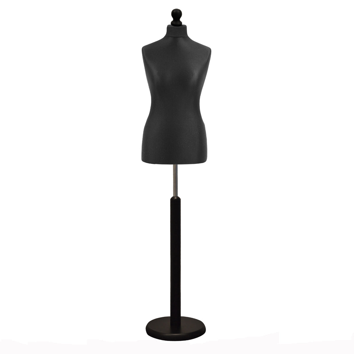Display Guru Female Uk 8/10 Size Tailors Dummy Dressmakers Mannequin , Black Torso Bust with Black Wood Round Base
