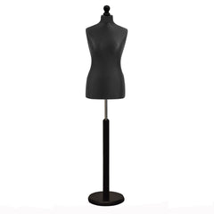 Display Guru Female Uk 8/10 Size Tailors Dummy Dressmakers Mannequin , Black Torso Bust with Black Wood Round Base