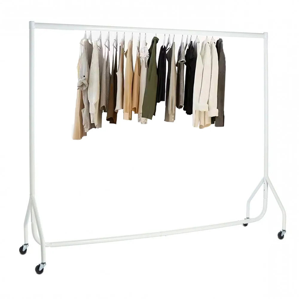 Display Guru Heavy Duty 5ft Long and 5ft High 2-Tier Double Garment Rail Steel White Clothes Rail