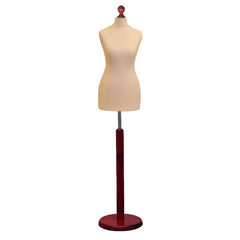 Display Guru Female Uk Size 6/8 Dressmakers Tailors Dummy Mannequin , Cream Torso Bust with Red Wood Round Base