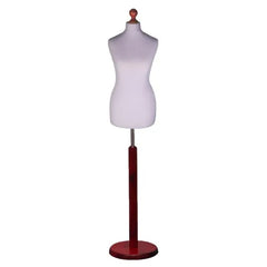 Display Guru Female Uk Size 6/8 Dressmakers Tailors Dummy Mannequin , Silver Torso Bust with Red Wood Round Base