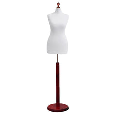 Display Guru Female Uk Size 8/10 Dressmakers Tailors Dummy Mannequin , White Torso Bust with Red Wood Round Base