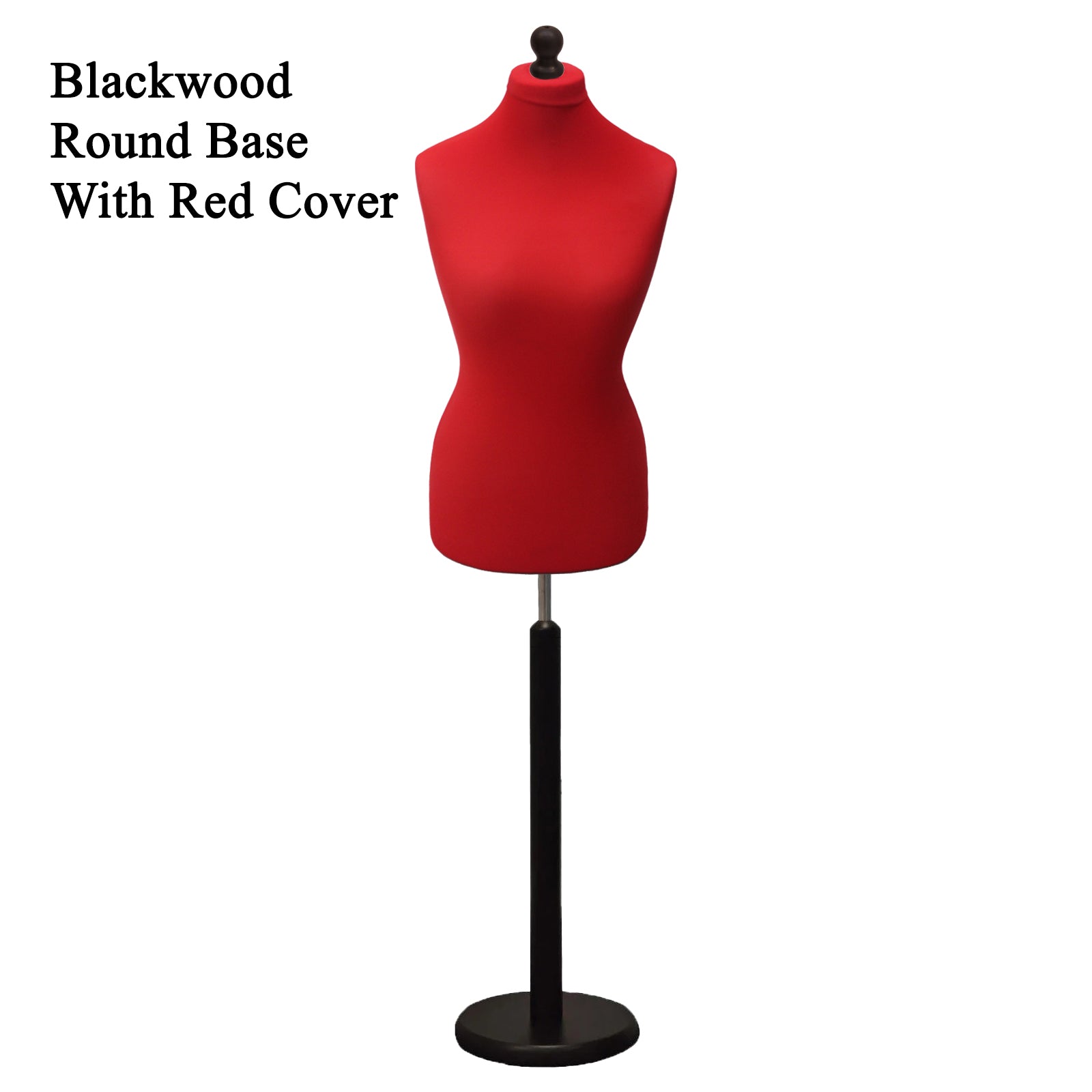 Display Guru Female Uk Size 8/10 Dressmakers Tailors Dummy Mannequin , Red Torso Bust with Black Wood Round Base