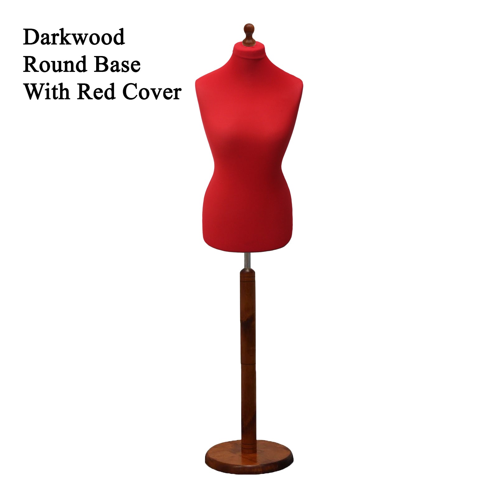 Display Guru Female Uk Size 8/10 Dressmakers Tailors Dummy Mannequin , Red Torso Bust with Dark Wood Round Base