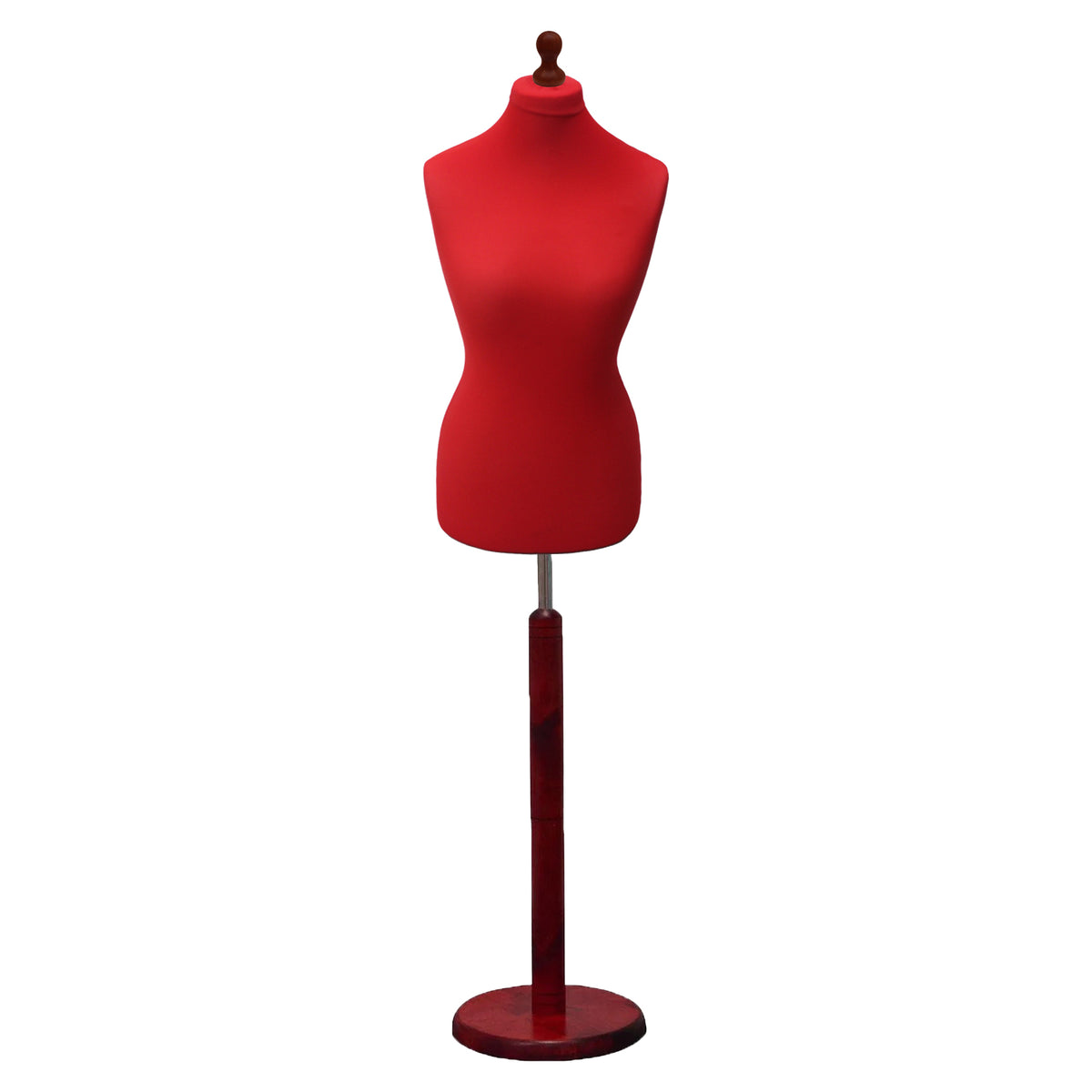 Display Guru Female Uk Size 12/14 Dressmakers Tailors Dummy Mannequin , Red Torso Bust with Red Wood Round Base