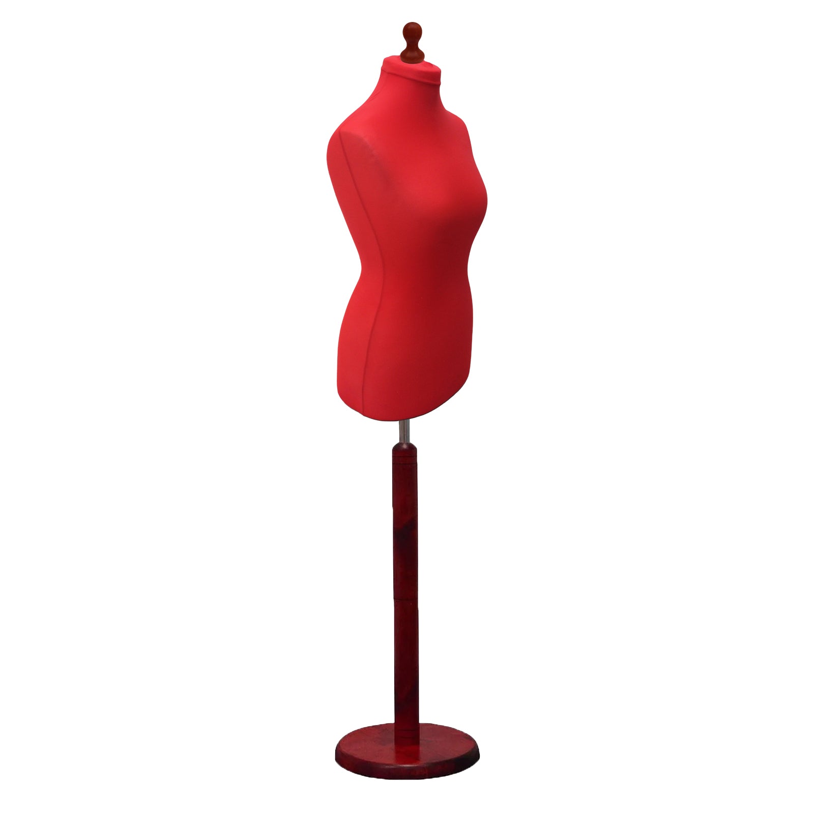 Display Guru Female Uk Size 12/14 Dressmakers Tailors Dummy Mannequin , Red Torso Bust with Red Wood Round Base