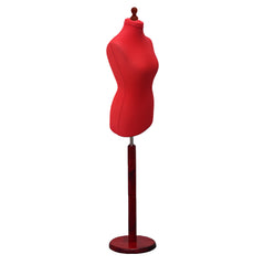 Display Guru Female Uk Size 12/14 Dressmakers Tailors Dummy Mannequin , Red Torso Bust with Red Wood Round Base