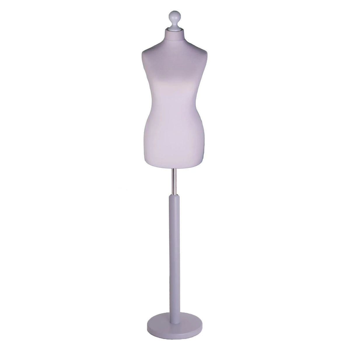 Display Guru Female Uk Size 8/10 Dressmakers Tailors Dummy Mannequin , Silver Torso Bust with Silver Wood Round Base