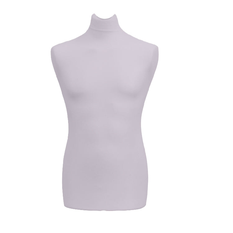 Display Guru Male Dressmakers Tailors Dummy Mannequin, Silver Torso Bust with White Wood Round Base Stand